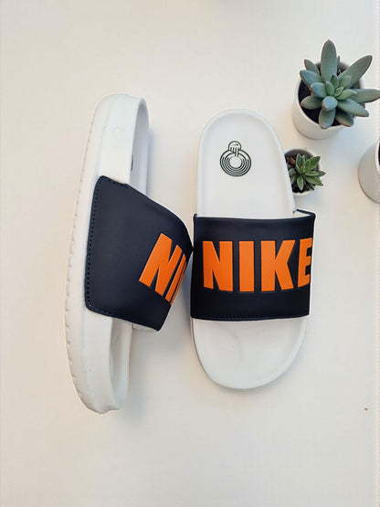 Nike Name Printed Sliders for Men Orange White