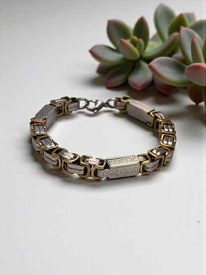 Dual Tone Byzantine Link Bracelet for Men
