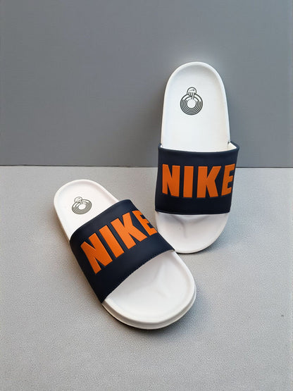 Nike Name Printed Sliders for Men Orange White