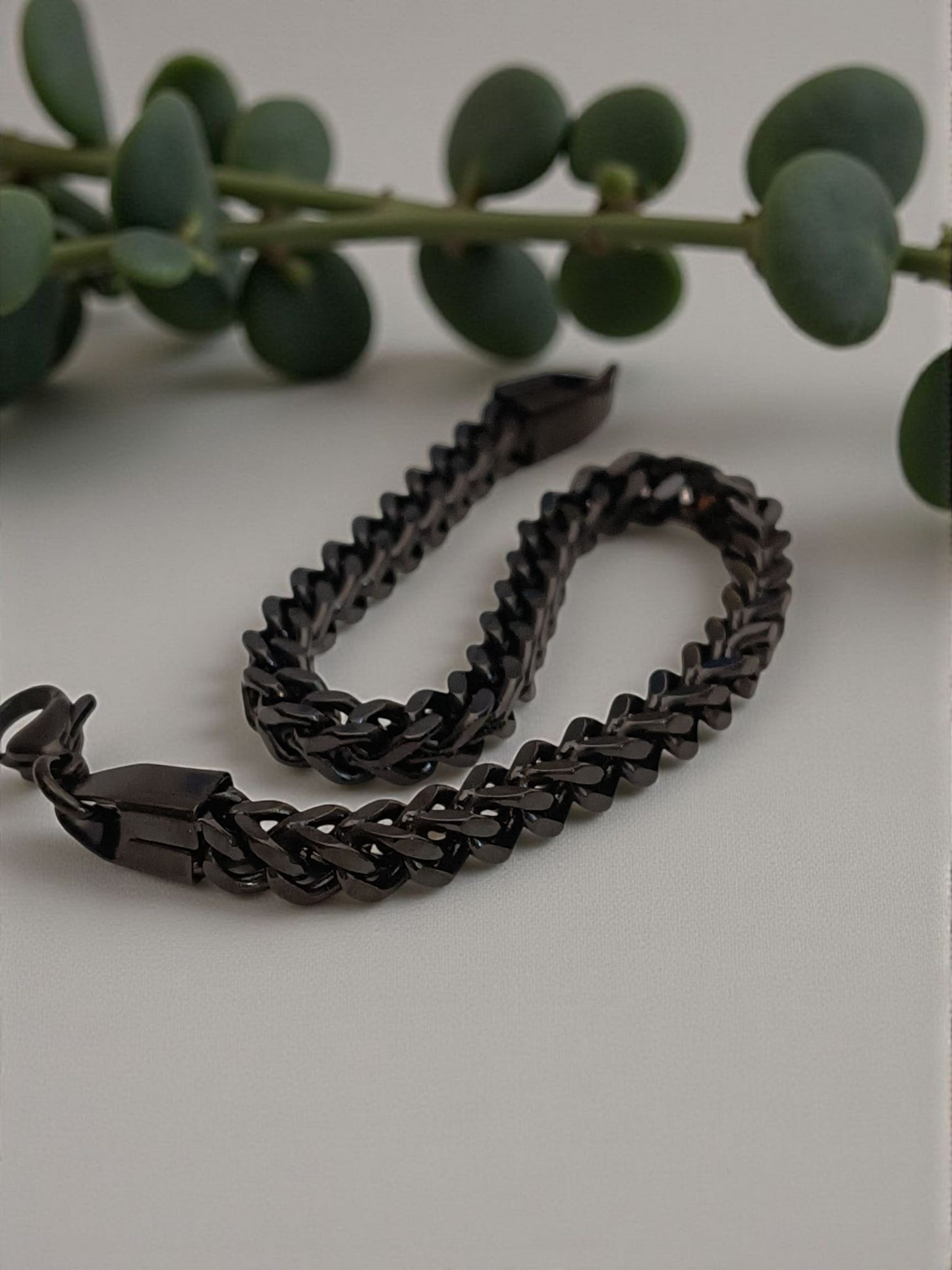 Cubain Link Round Bracelet for Men Black