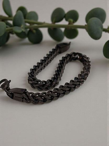 Cubain Link Round Bracelet for Men Black