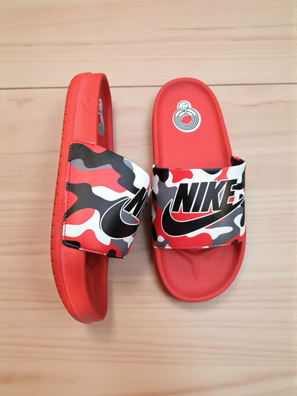 Nike Name and Logo Printed Sliders for Men Black Red
