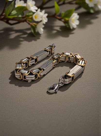 Dual Tone Byzantine Link Bracelet for Men