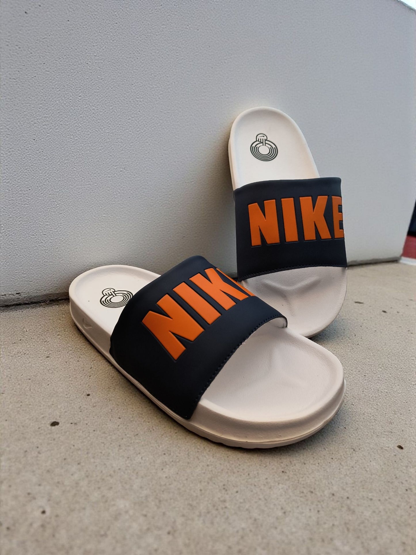 Nike Name Printed Sliders for Men Orange White