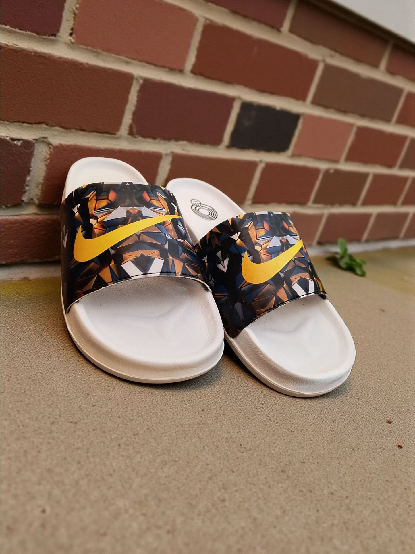 Nike Logo Printed Sliders for Men Yellow White