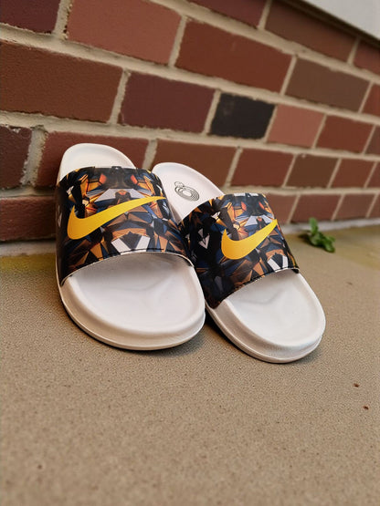 Nike Logo Printed Sliders for Men Yellow White