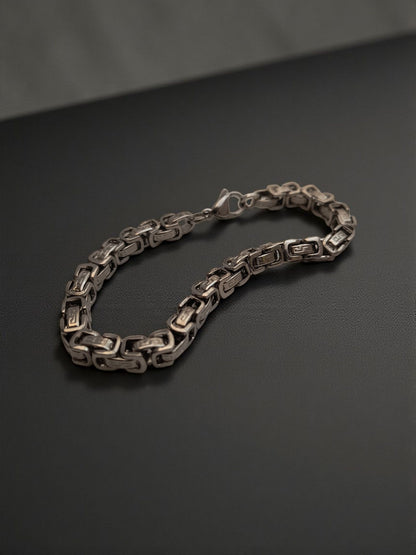 Byzantine Box Style Bracelet for Men Silver