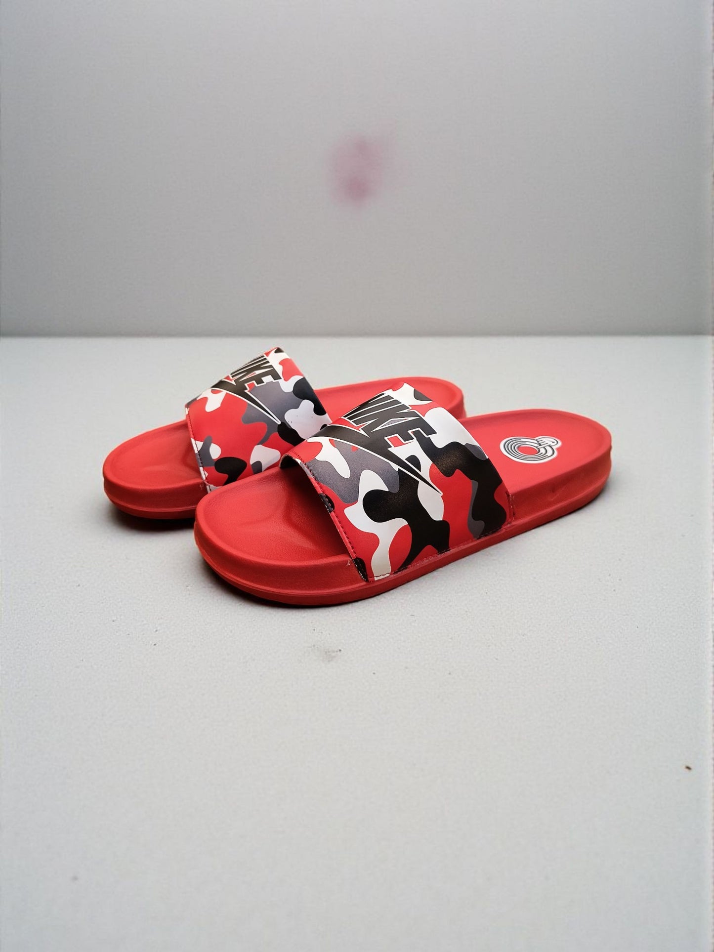 Nike Name and Logo Printed Sliders for Men Black Red