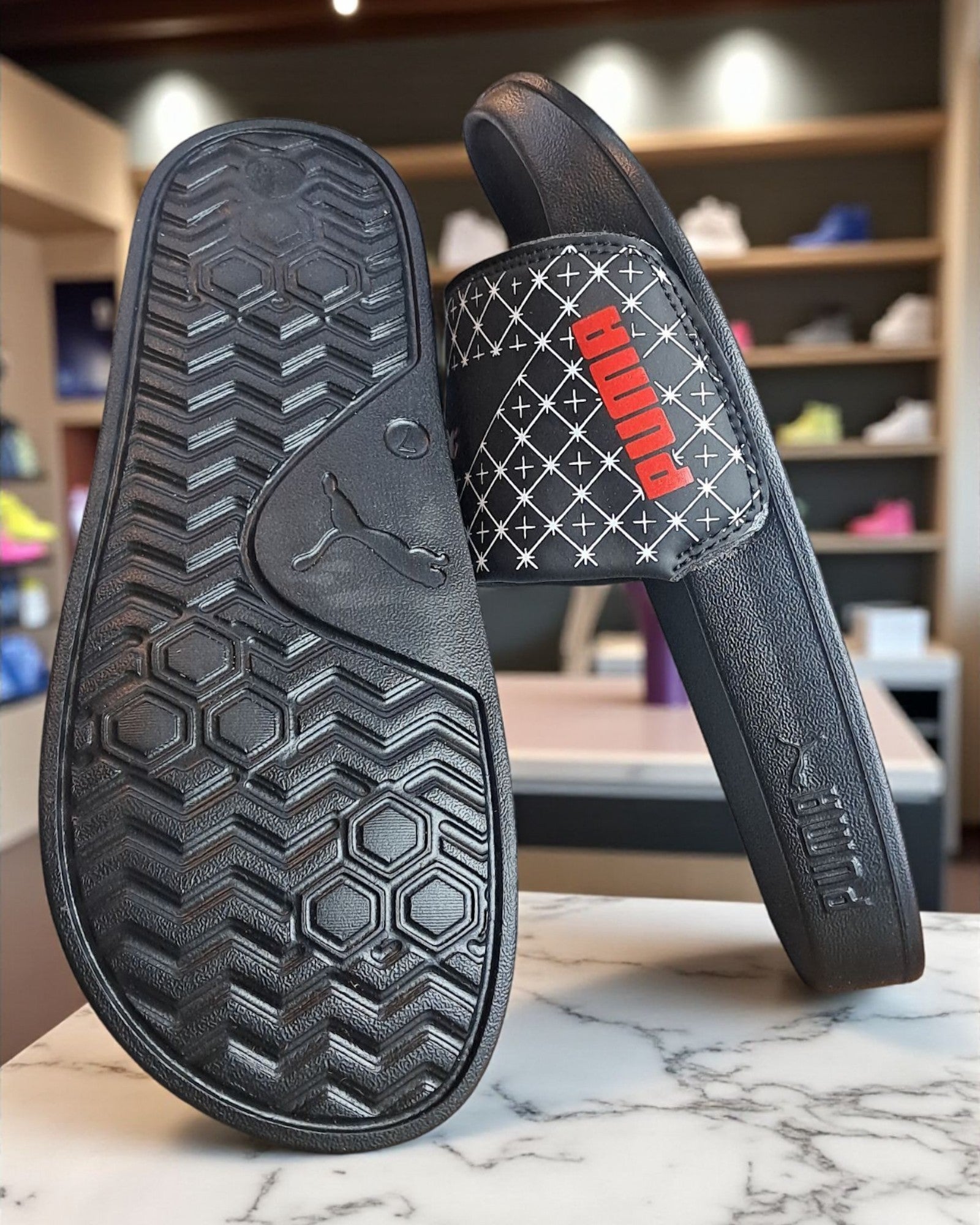 Puma Printed Sliders for Men P01 Black