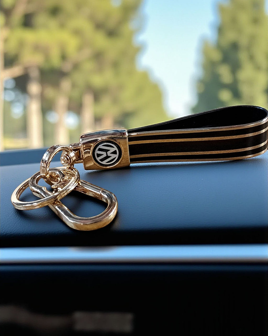 Keychain with Golden Finish Straps