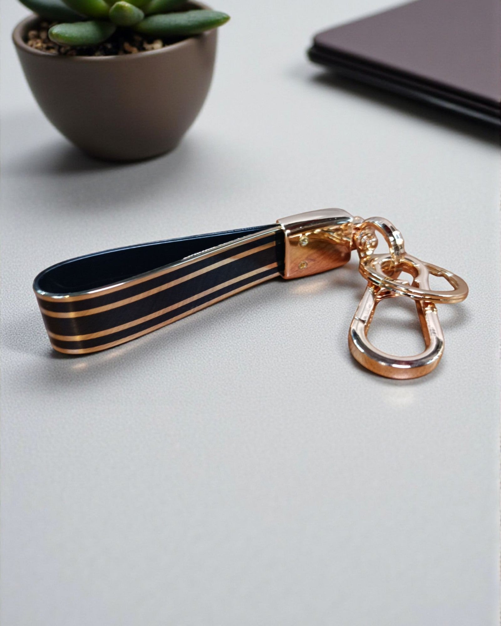 Keychain with Golden Finish Straps