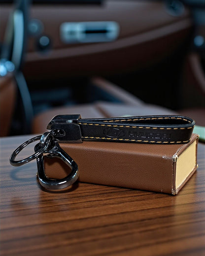 Hyundai Keychain with PU Leather Side Stich Straps