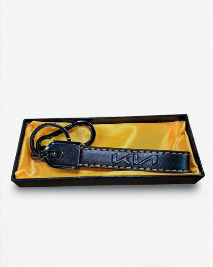 Kia Keychain with PU Leather Side Stich Straps