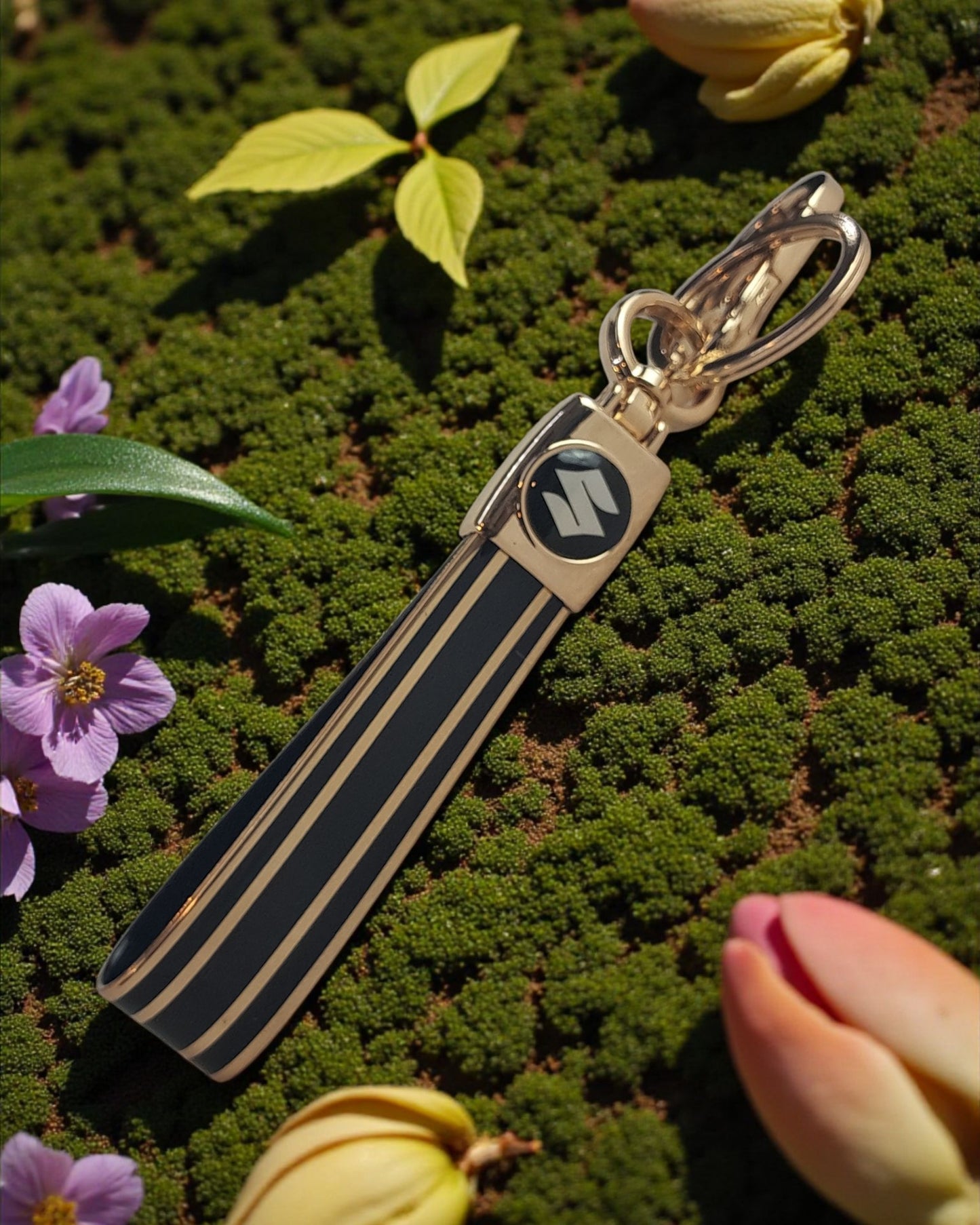 Keychain with Golden Finish Straps