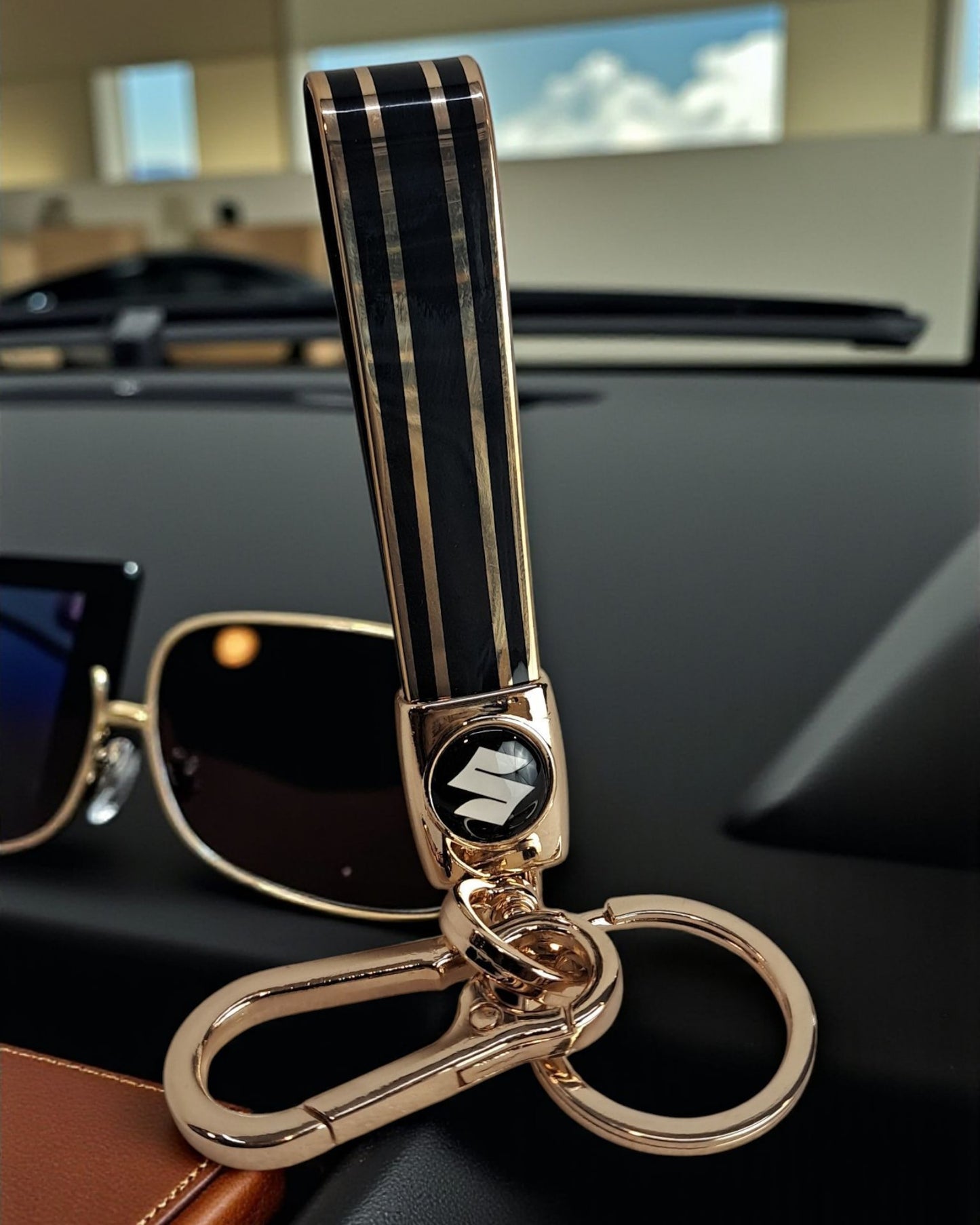 Keychain with Golden Finish Straps