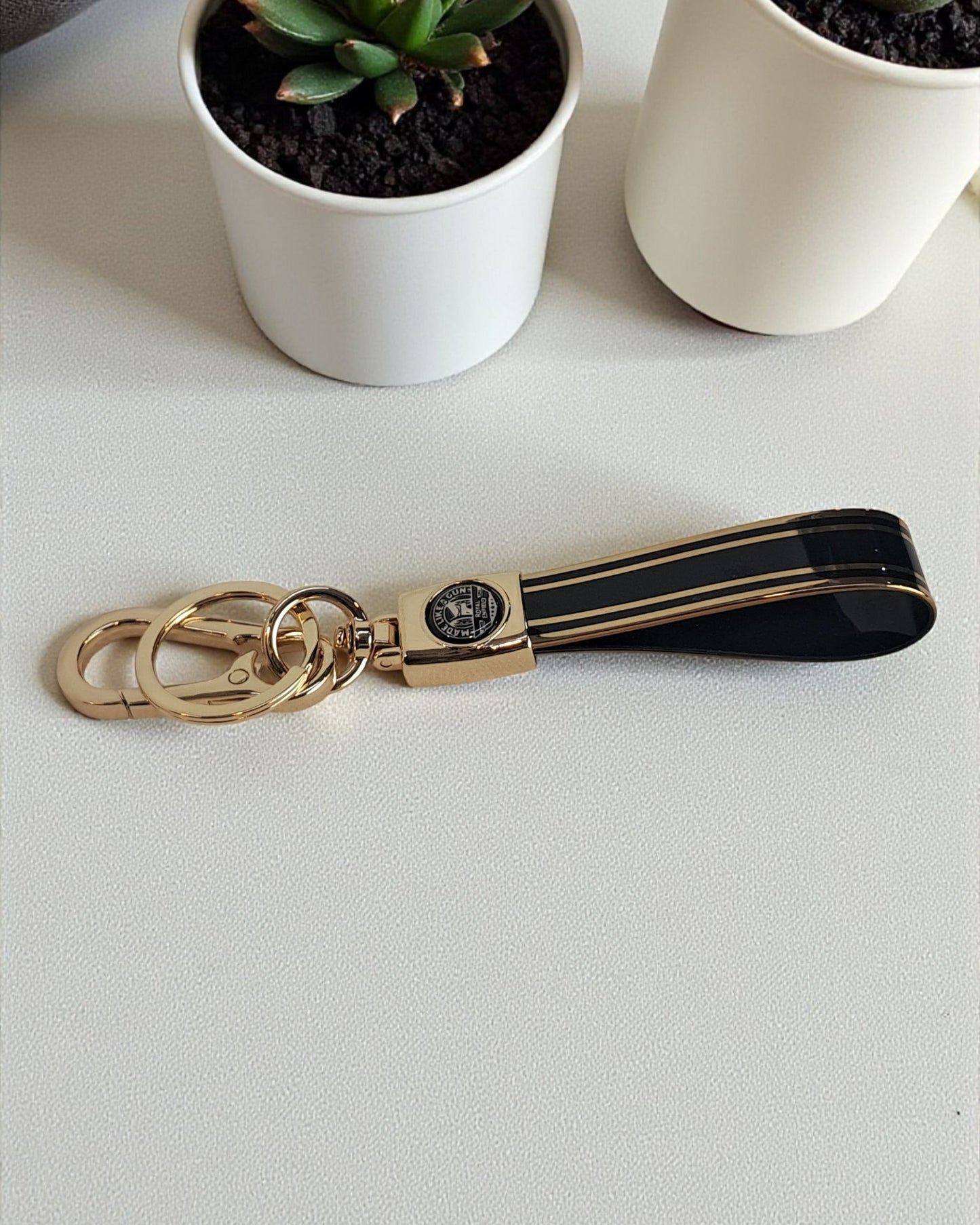 Keychain with Golden Finish Straps