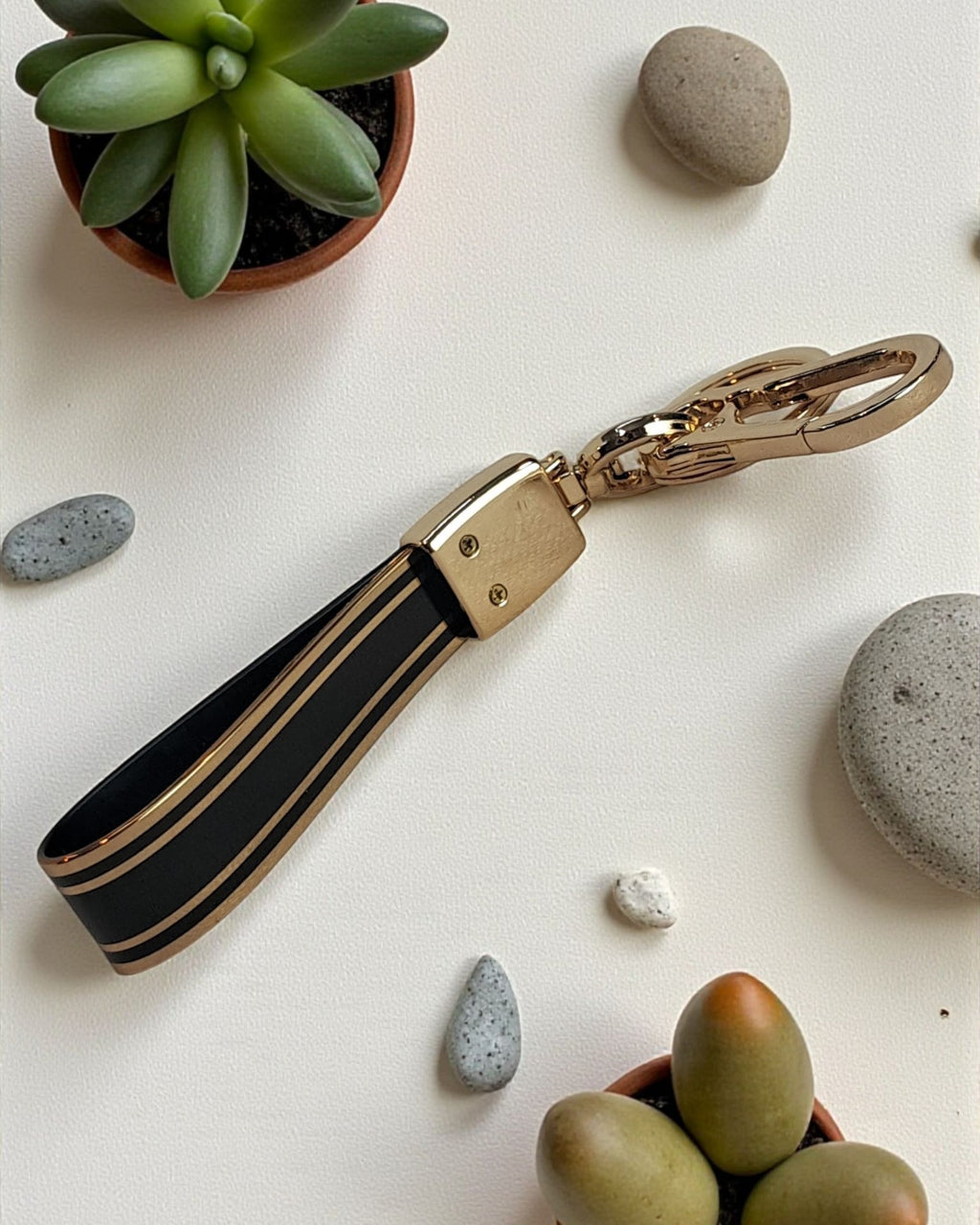 Keychain with Golden Finish Straps