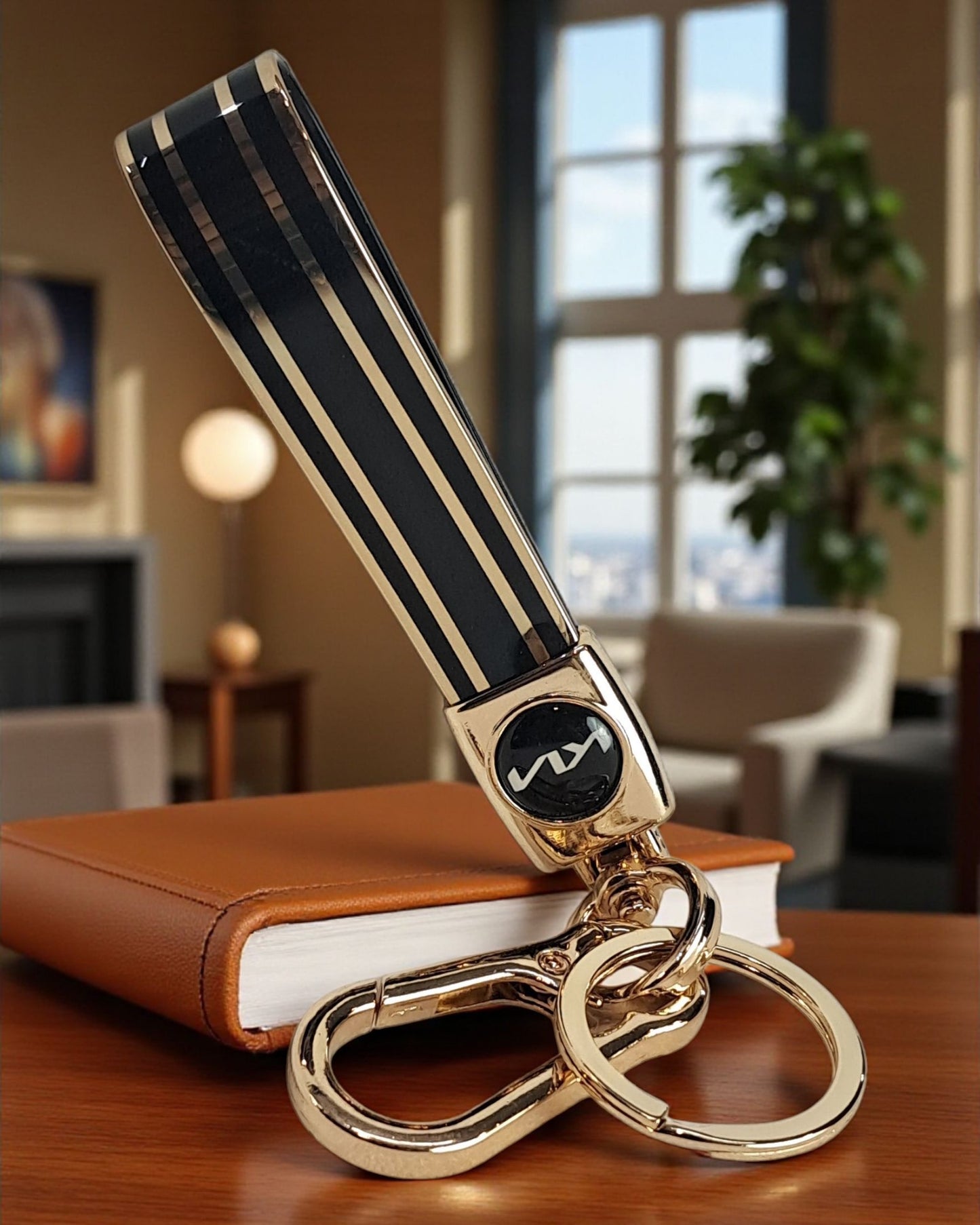 Keychain with Golden Finish Straps