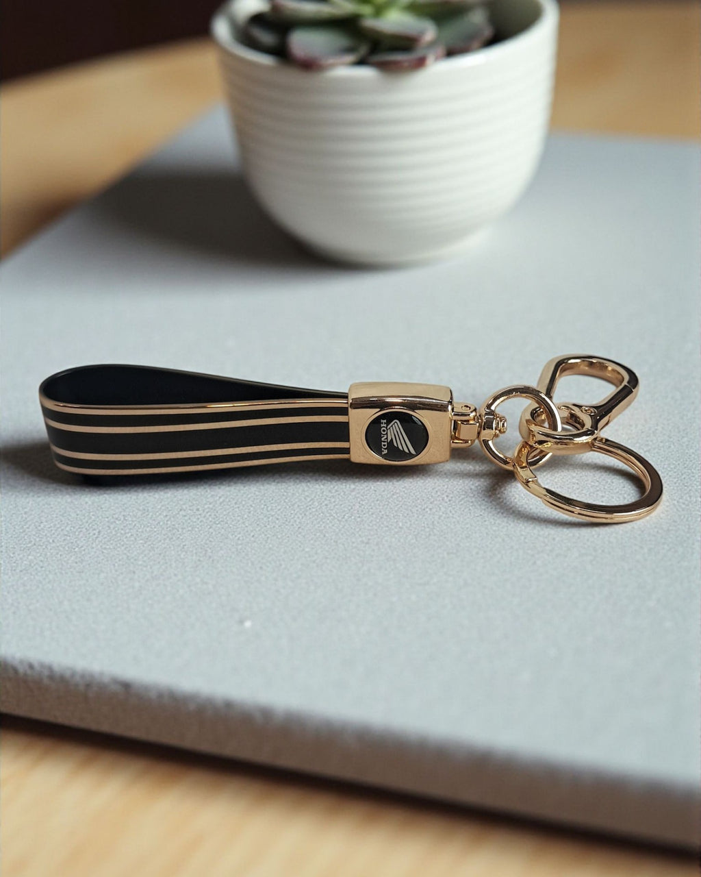 Keychain with Golden Finish Straps