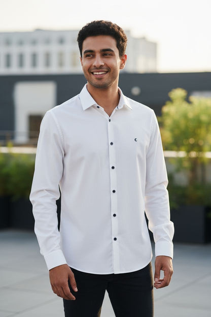 Carnot Plain Satin Shirt White