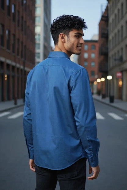 Carnot Plain Satin Shirt Midnight Green