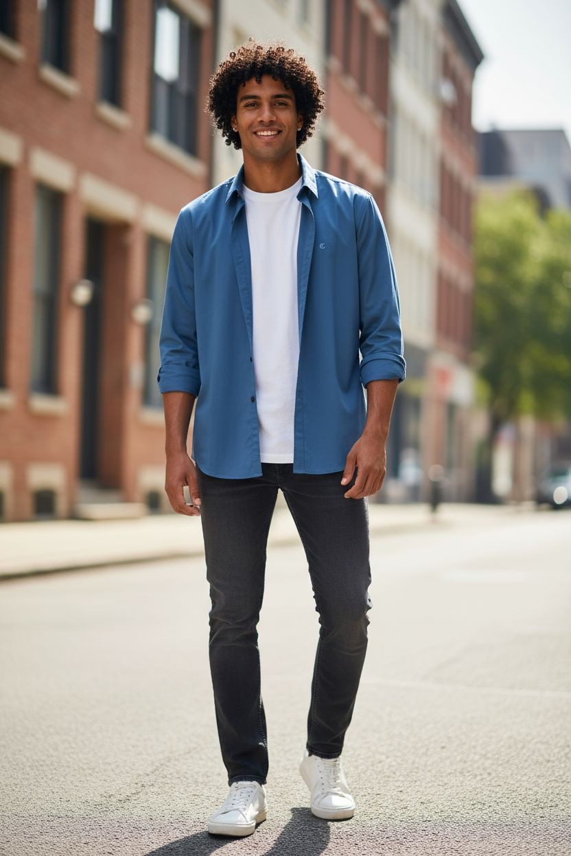 Carnot Plain Satin Shirt Midnight Green