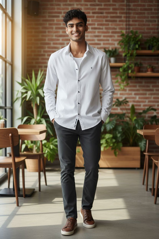 Carnot Plain Satin Shirt White