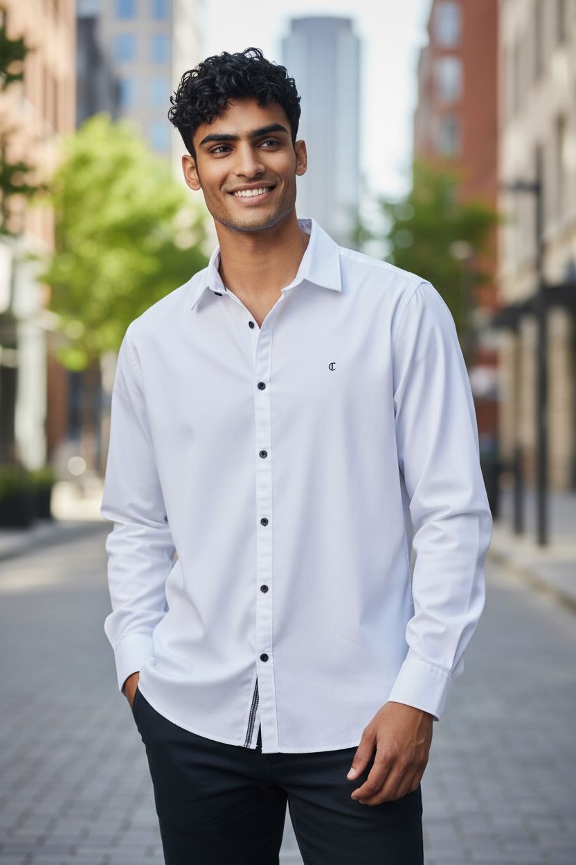 Carnot Plain Satin Shirt White