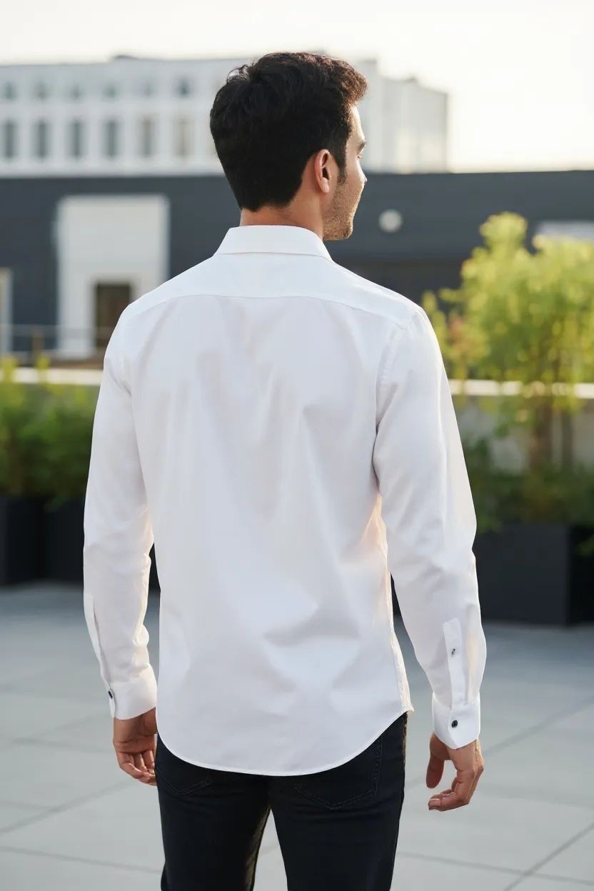 Carnot Plain Satin Shirt White