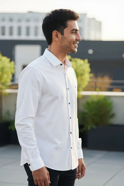 Carnot Plain Satin Shirt White