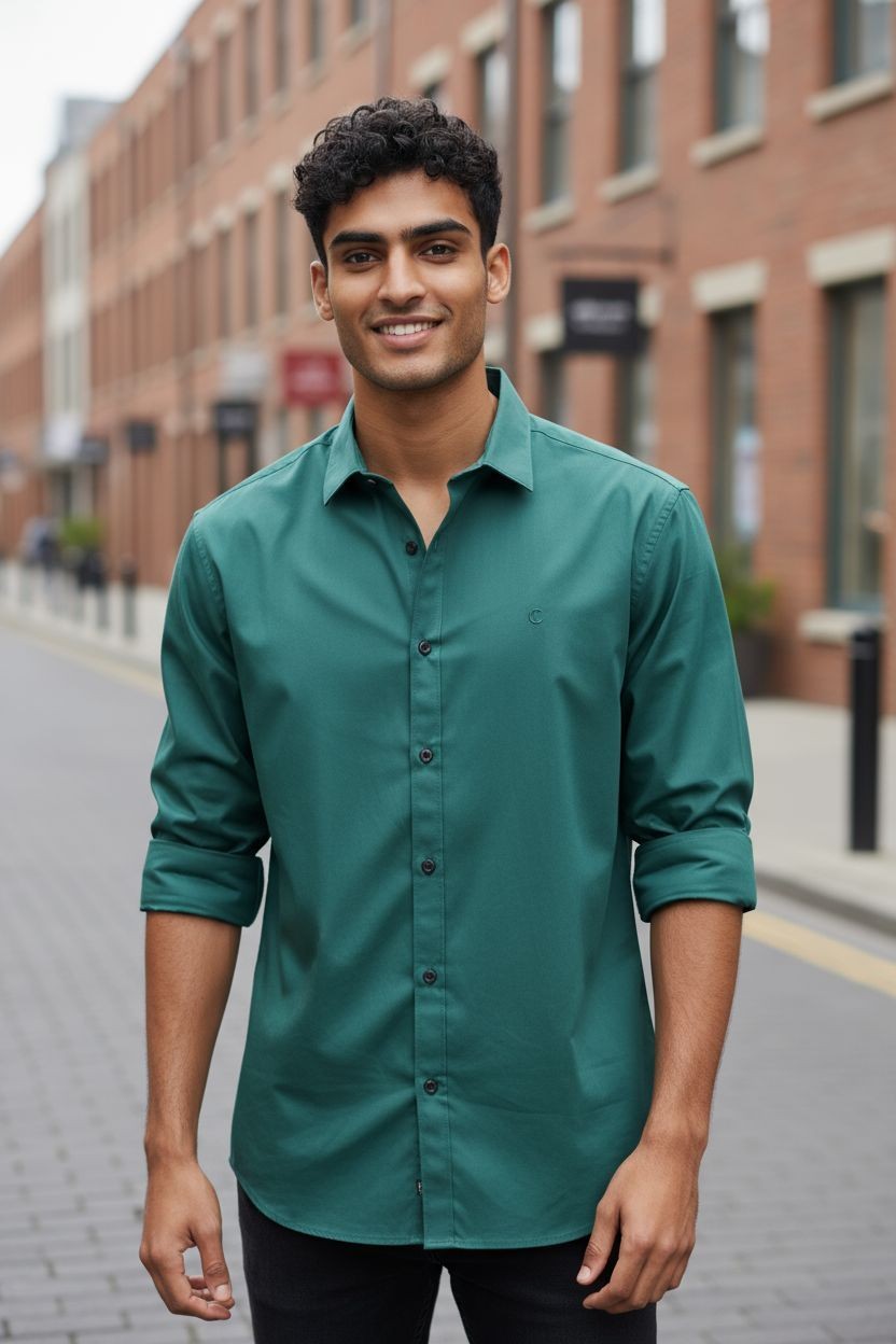 Carnot Plain Satin Shirt Green