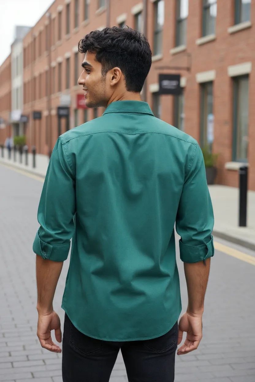 Carnot Plain Satin Shirt Green