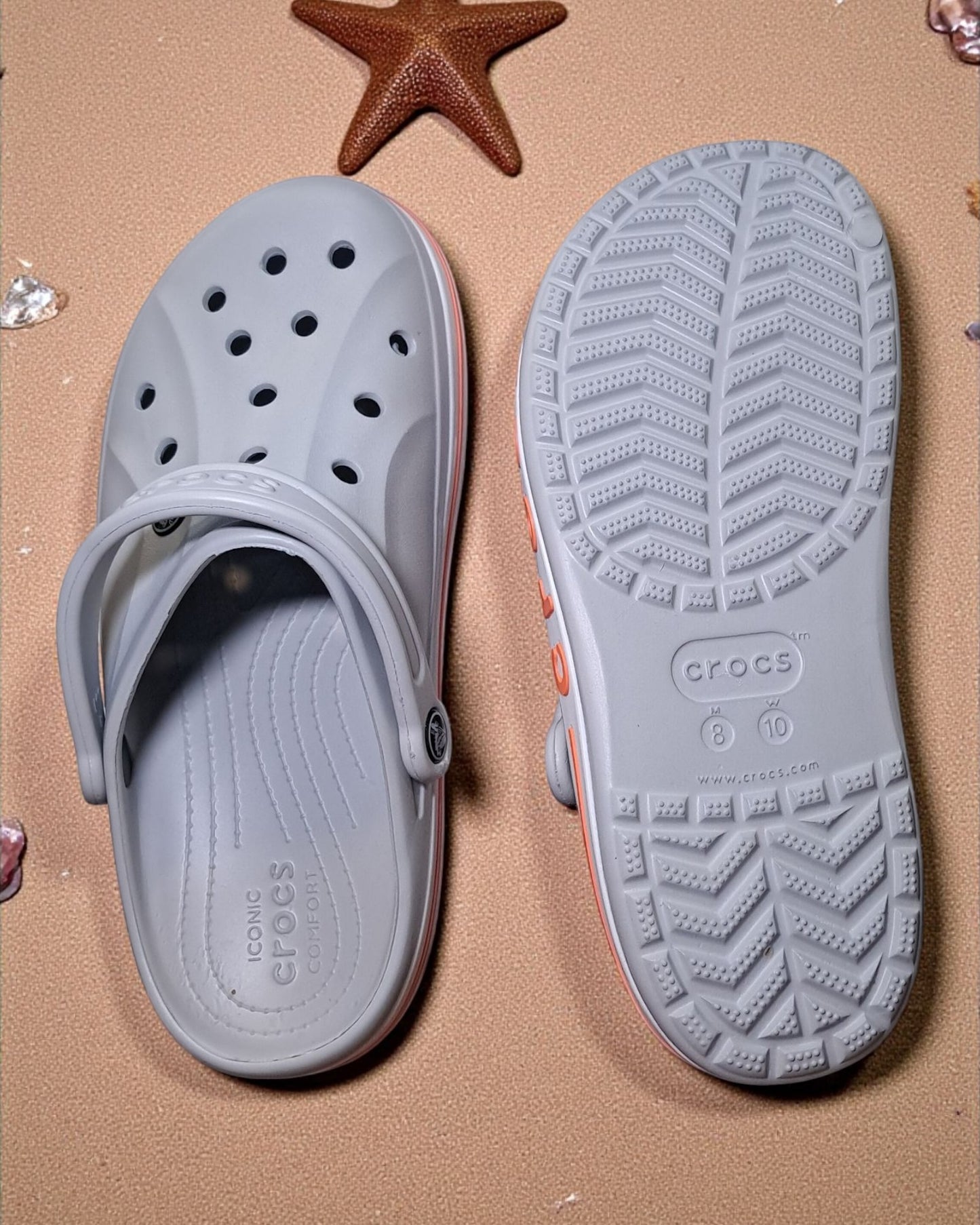 Crocs with Side Stripes for Men Light Grey Orange