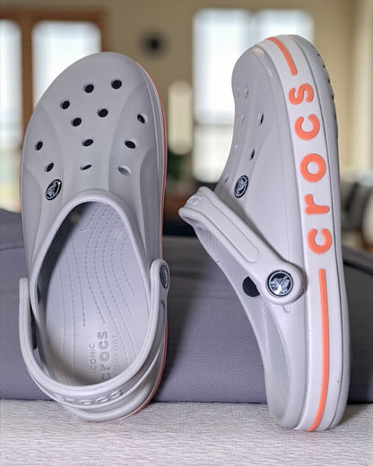 Crocs with Side Stripes for Men Light Grey Orange