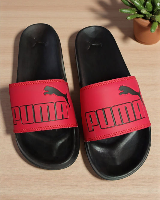 Puma Name and Logo Printed Slipper Red Black