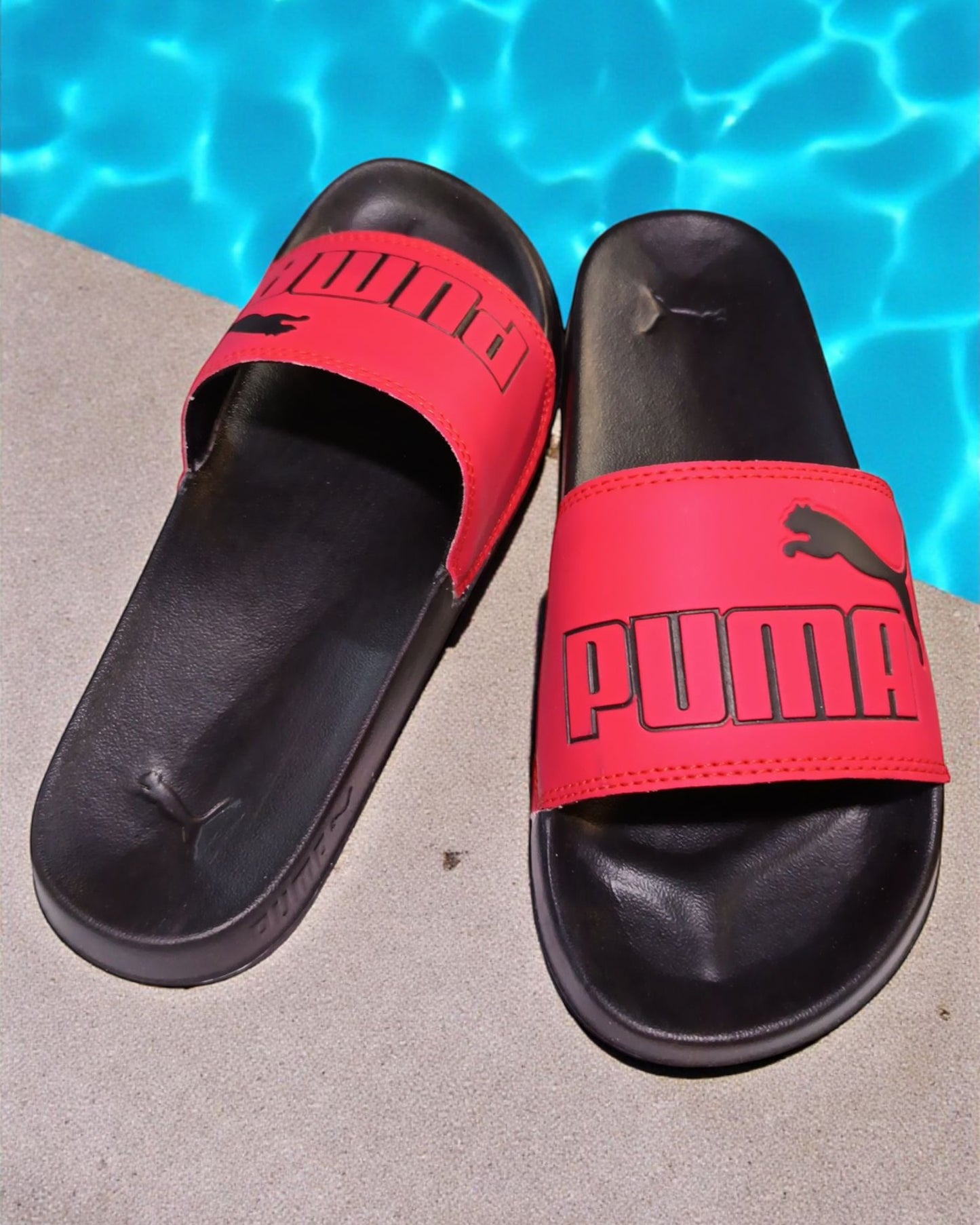 Puma Name and Logo Printed Slipper Red Black