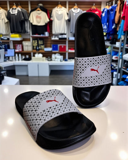 Puma Printed Sliders for Men P01 White Black