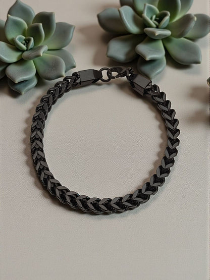 Cubain Link Round Bracelet for Men Black