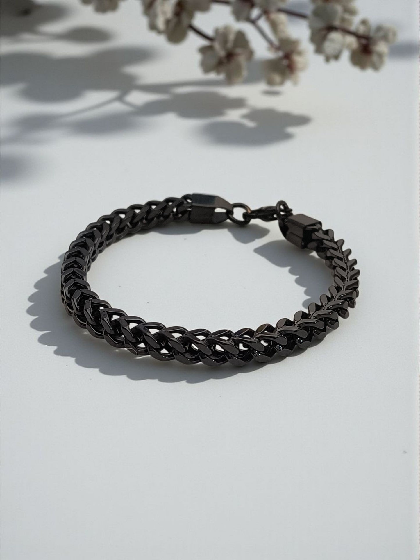 Cubain Link Round Bracelet for Men Black