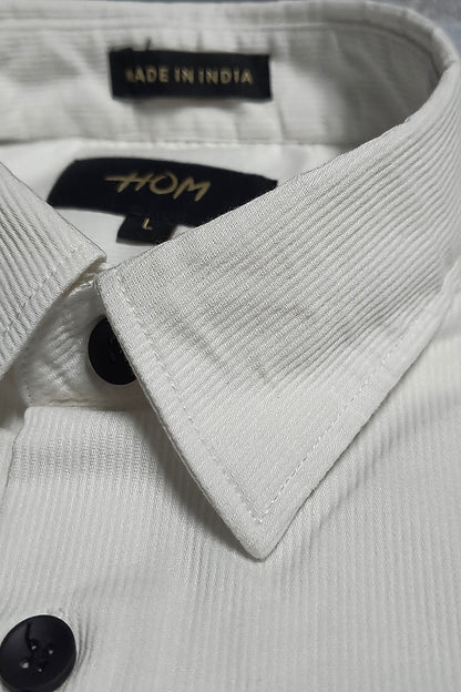 HOM Plain Vertical Woven Shirt White