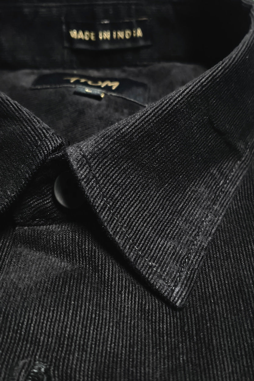 HOM Plain Vertical Woven Shirt Black