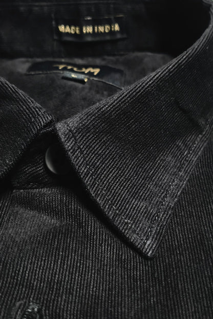 HOM Plain Vertical Woven Shirt Black