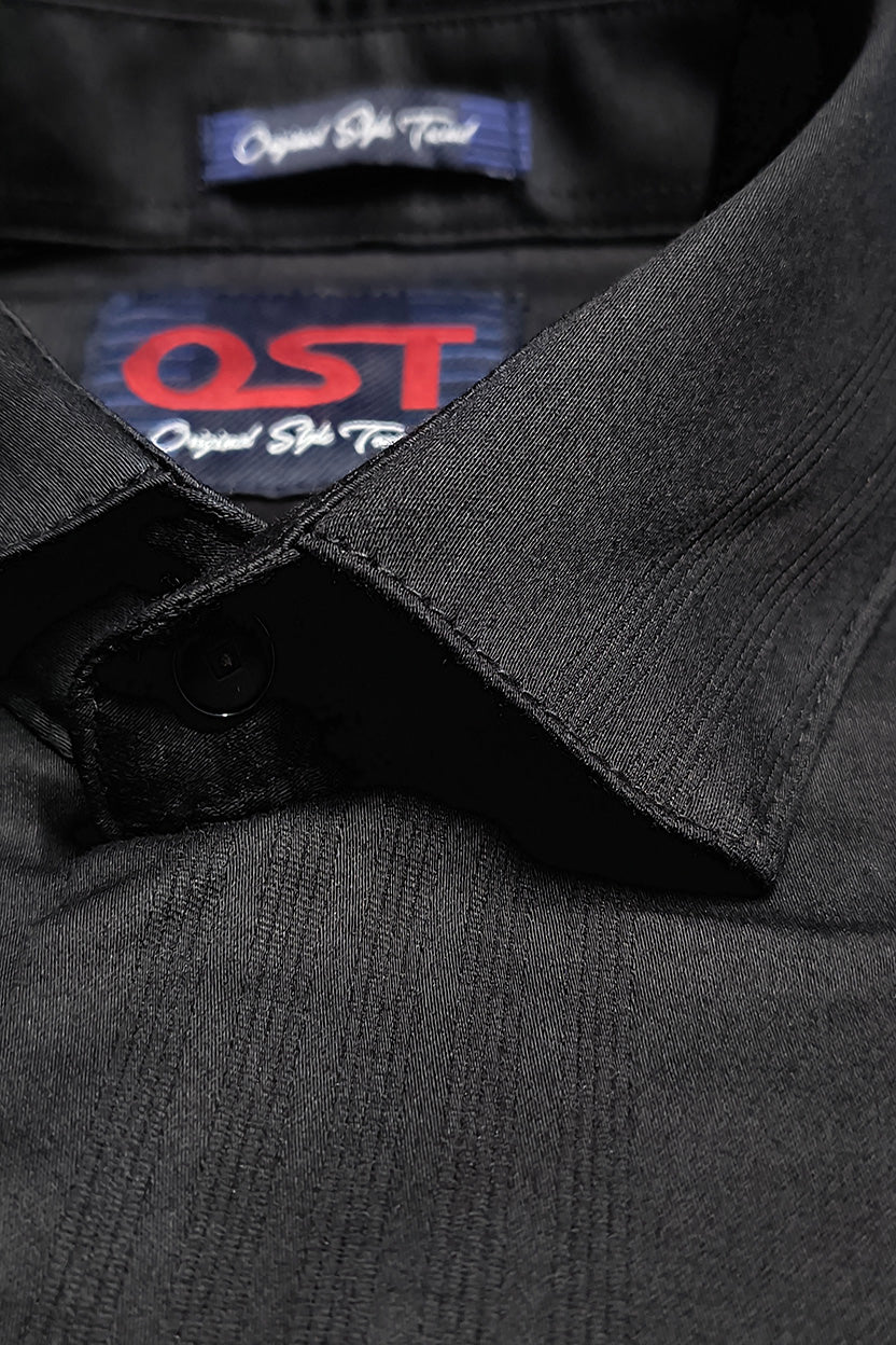 OST Lycra Satin Plain Shirt Black