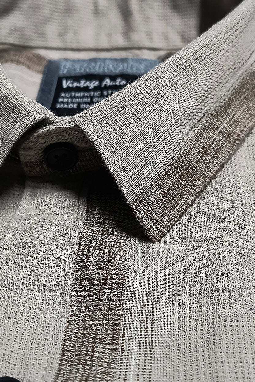 Vintage Auto Vertical Stripe Shirt Brown