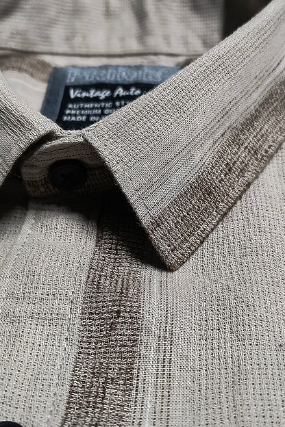 Vintage Auto Vertical Stripe Shirt Brown