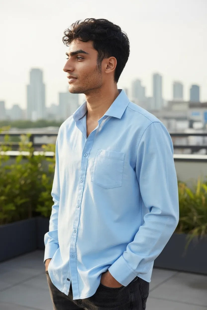 Tom Hatton Plain Shirt Cool Blue SA 5438