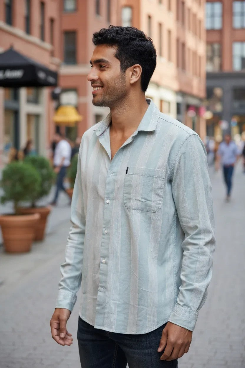 Tom Hatton Vertical Stripe Shirt Green CA 2573