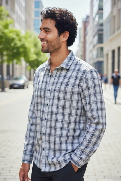 Tom Hatton Check Shirt White Grey HSA 6132