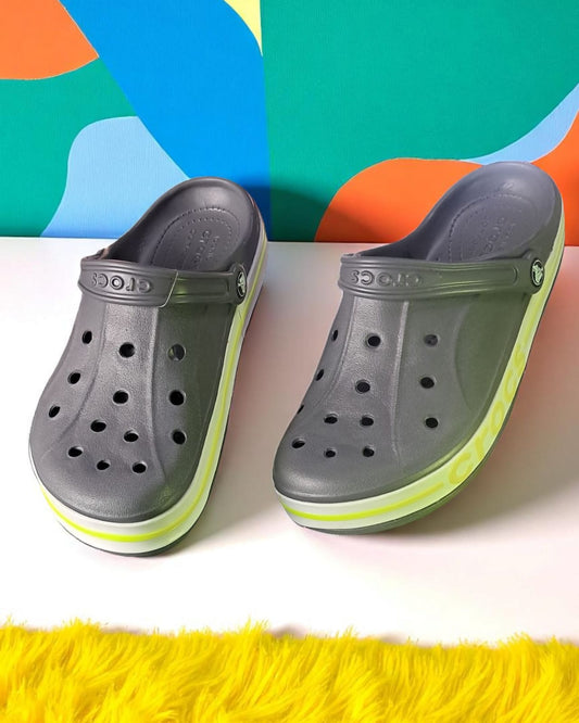 Crocs with Side Stripes for Men Grey Neon