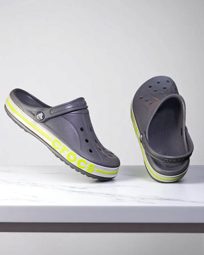 Crocs with Side Stripes for Men Grey Neon
